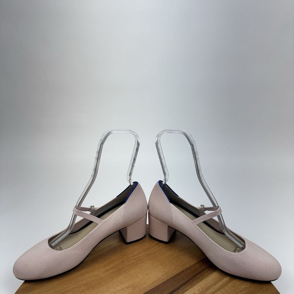 New NWOB Womens Rothys The Mary Jane Ballerina Pink Knit Block Heels Size 10 M - Picture 5 of 11